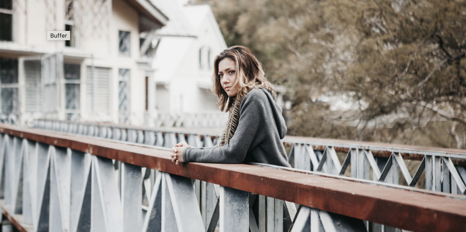 Girl alone on the bridge