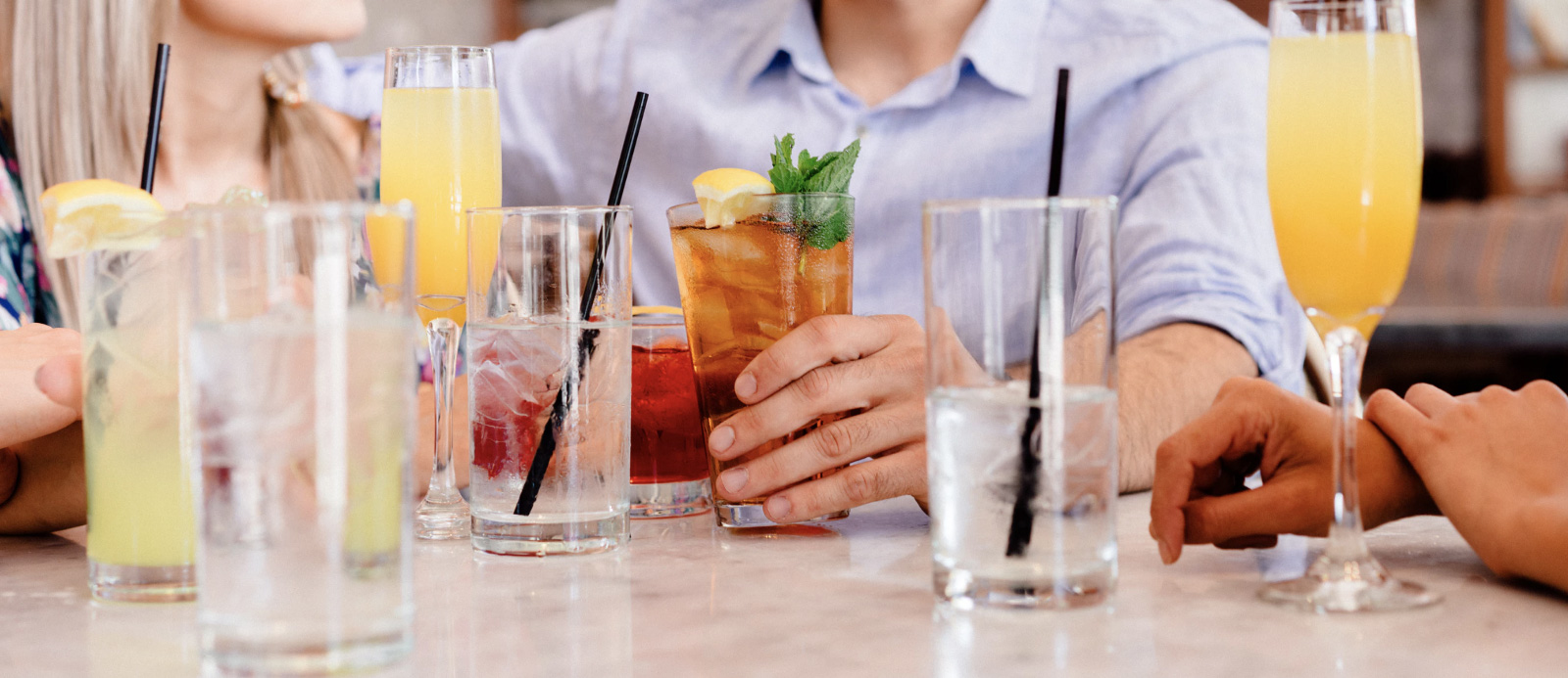 Cocktails on a table