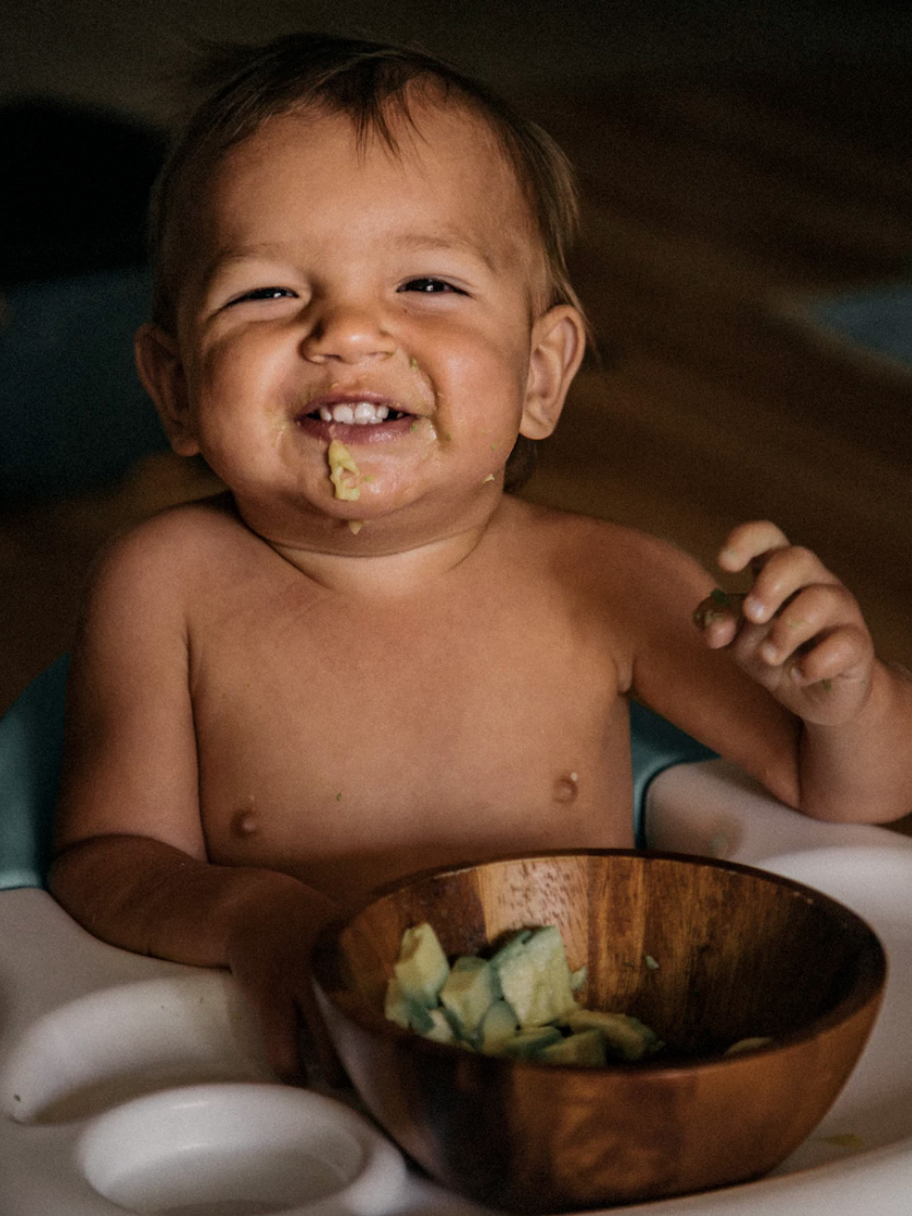 A little child enjoying food