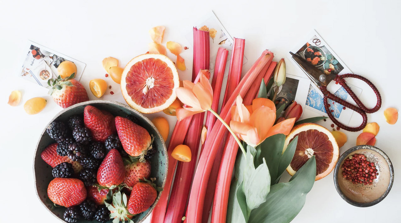 Strawberries, blueberries and colorful fruits